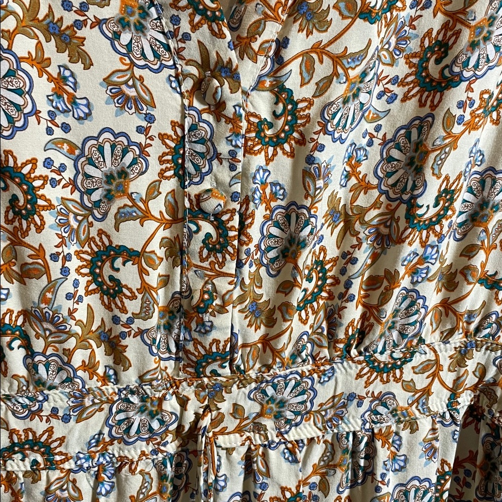 R. Vivimos Floral Maxi Dress with Orange and Blue Accents - Picture 5 of 8